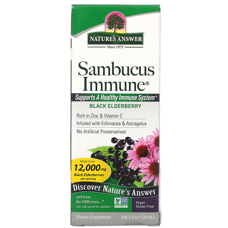 Nature's Answer Sambucus Black Elder Berry Extract (A/F) - Immune Support, 120 ml.