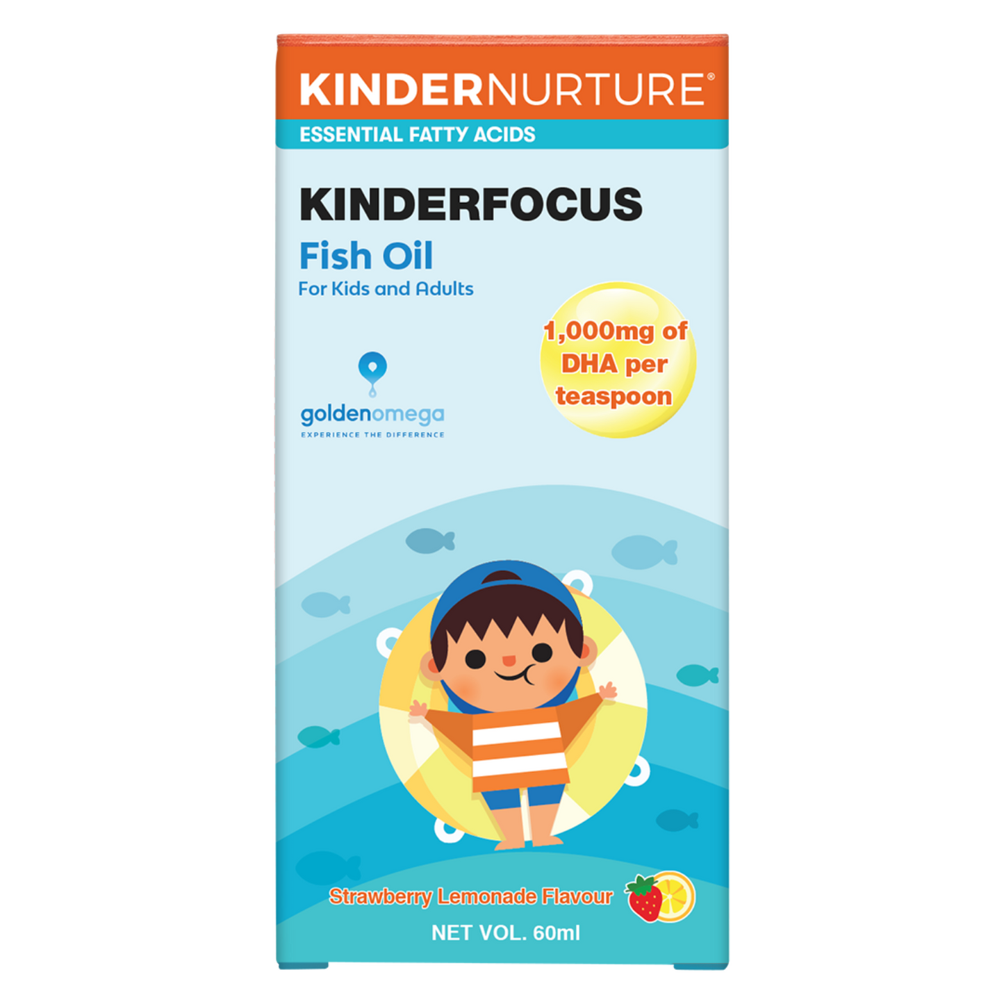 [25% Off Bundle Deal] 3 x KinderNurture KinderFocus Fish Oil- Strawberry Lemonade, 60ml