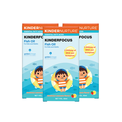 [25% Off Bundle Deal] 3 x KinderNurture KinderFocus Fish Oil- Strawberry Lemonade, 60ml