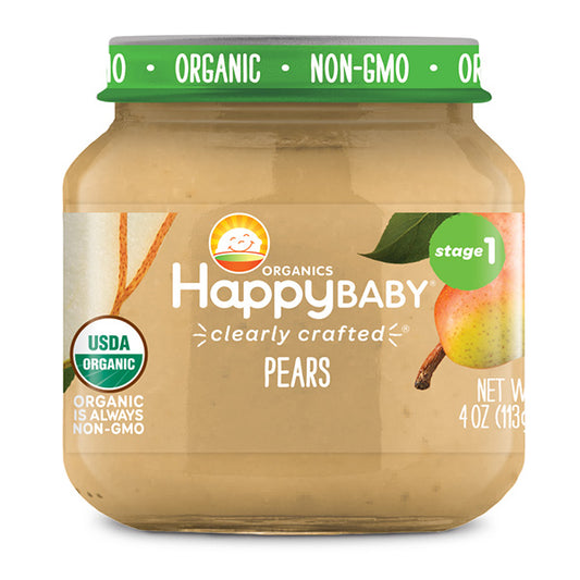 Happy Family Happy Baby Stage 1 Clearly Crafted Jars - Pears, 113 g.