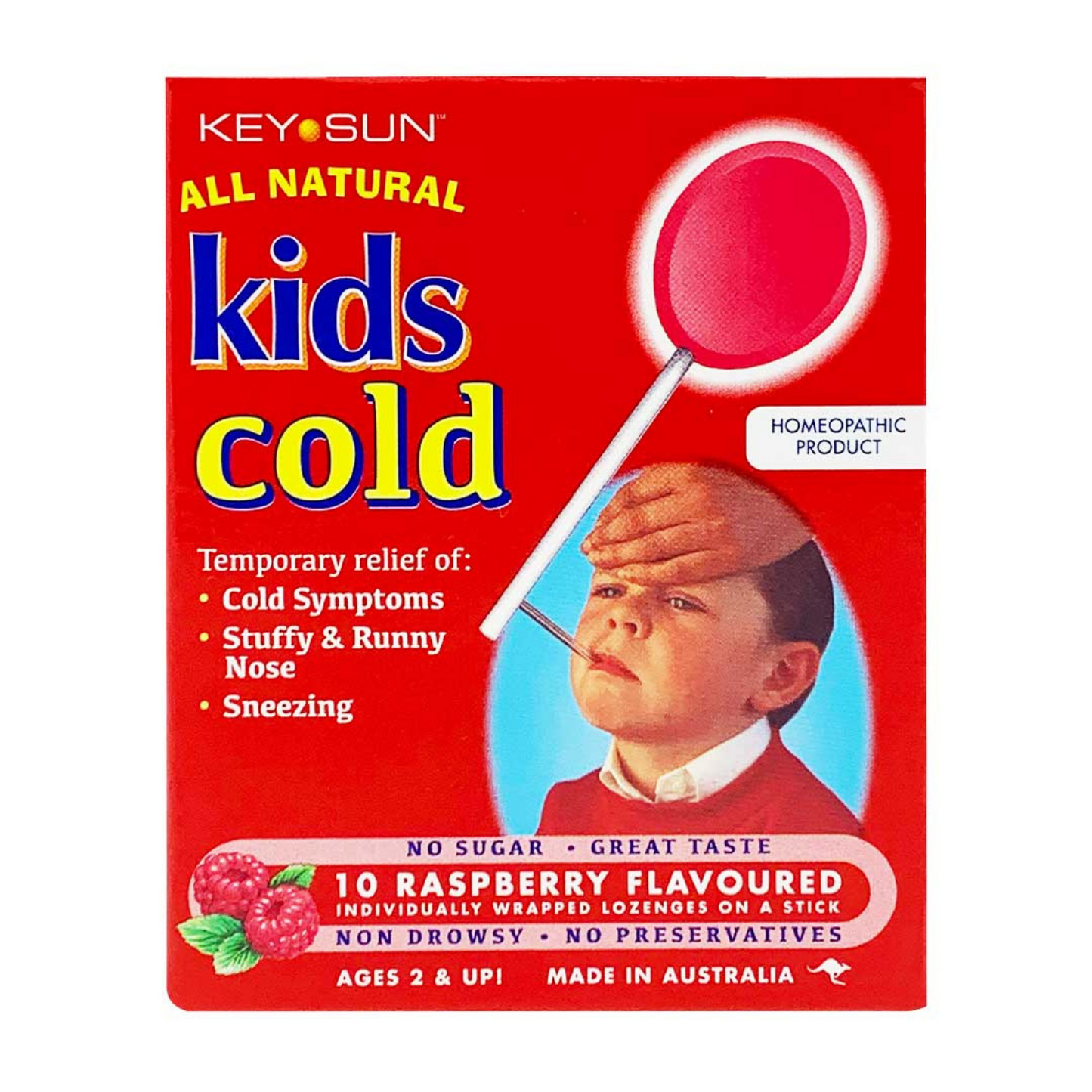 Key Sun Kids Cold  - Raspberry, 10 lozs.