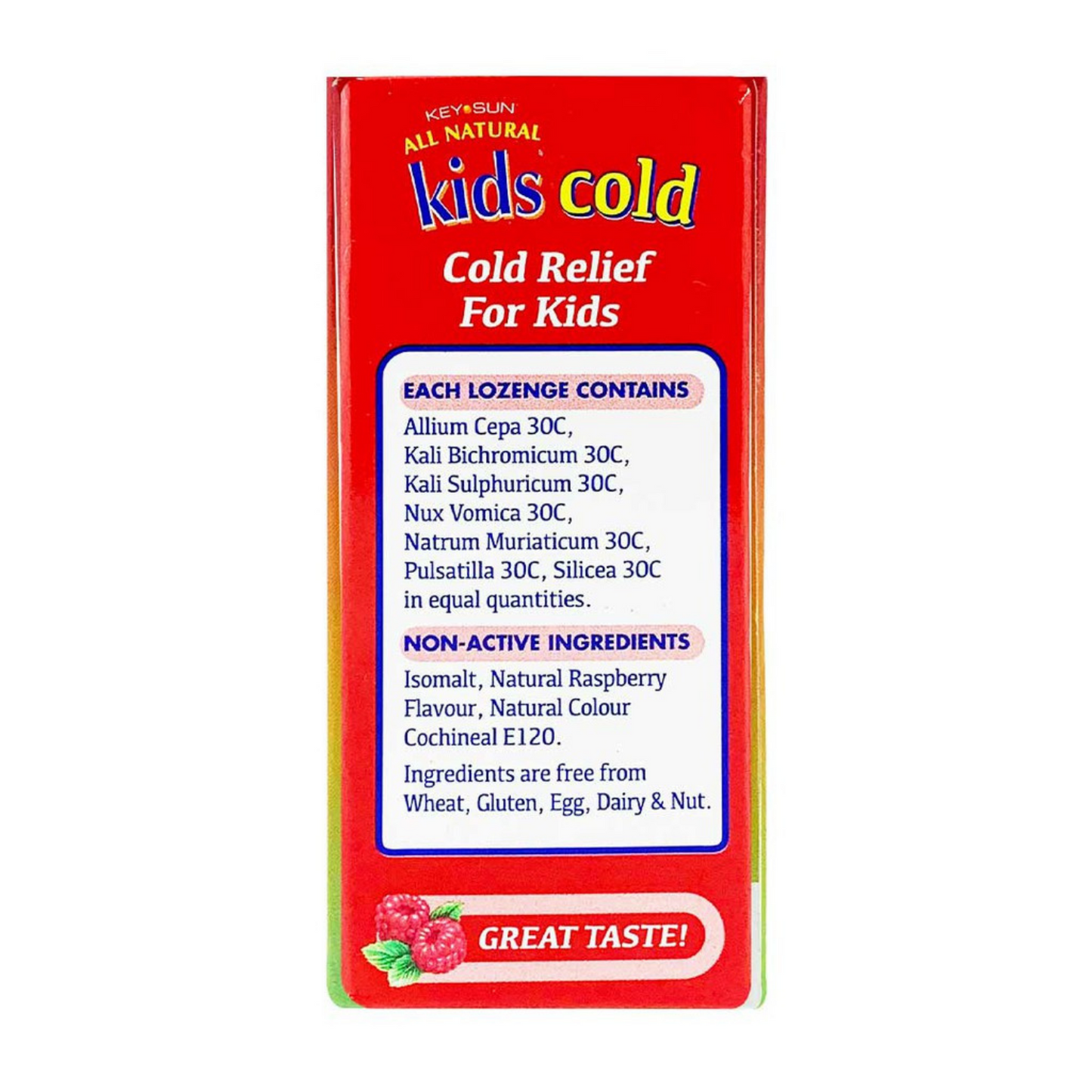 Key Sun Kids Cold  - Raspberry, 10 lozs.