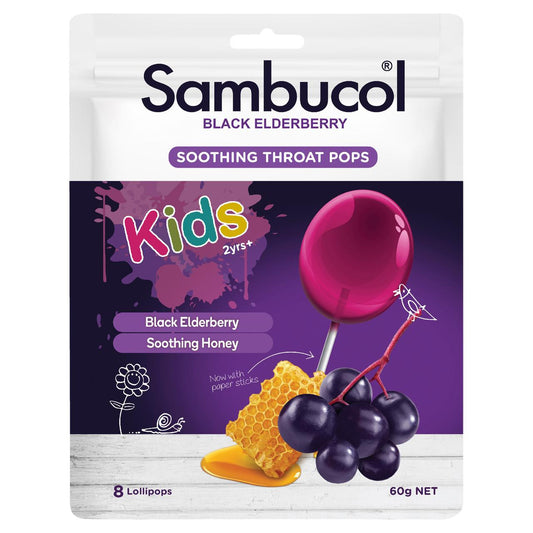 Sambucol Soothing Throat Pops for Kids, 8 pops.