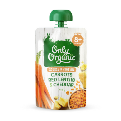 Only Organic Carrots Red Lentils & Cheddar, 120g (8+ months)