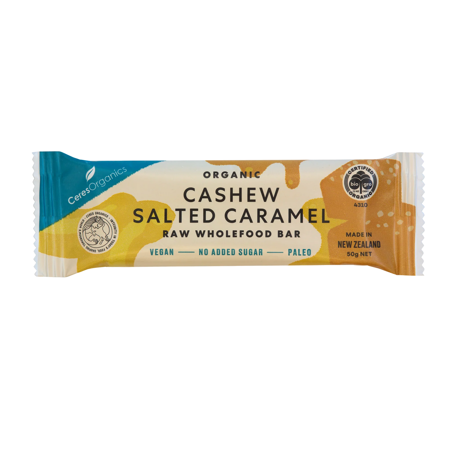 Ceres Organics Organic Cashew Salted Caramel Raw Wholefood Bar, 50g