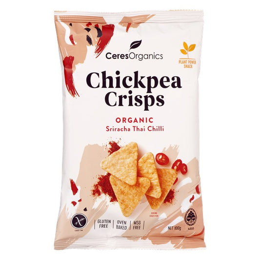 Ceres Organics Chickpea Crisps Sriracha Thai Chilli , 100g.