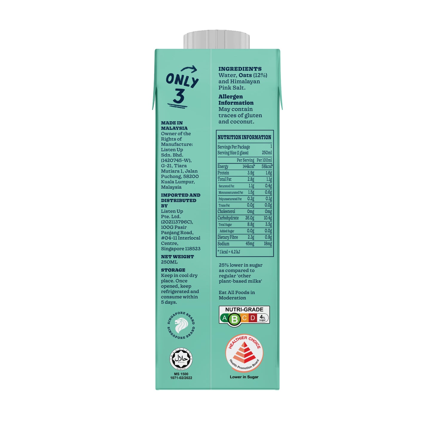 Oatbedient RTD Oat M!lk Zero, 250ml.