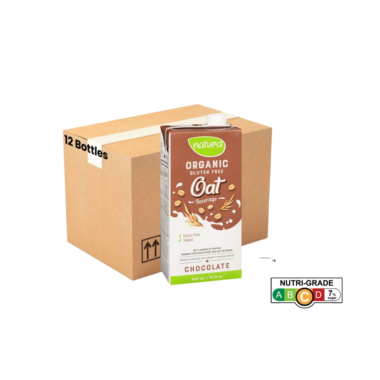 [Case of 12] Natur-a Oat Beverage - Chocolate (Organic), 946 ml.