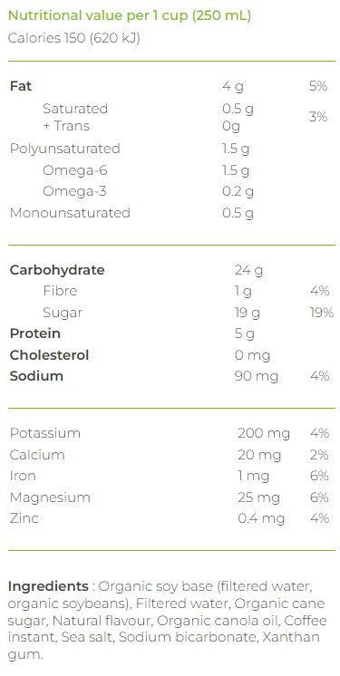 Natur-a Enriched Soy Beverage - Cappuccino (Organic), 946 ml.