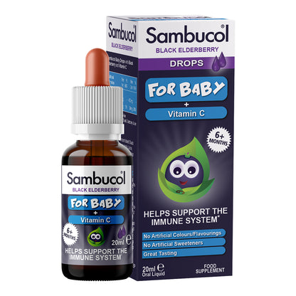 [25% Off Bundle Deal] 3 x Sambucol Black Elderberry Drops for Baby, 20 ml.