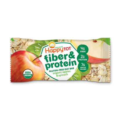 Happy Family Happy Tot Fiber & Protein Soft-Baked Oat Bar - Apple & Spinach, 5 x 25 g.