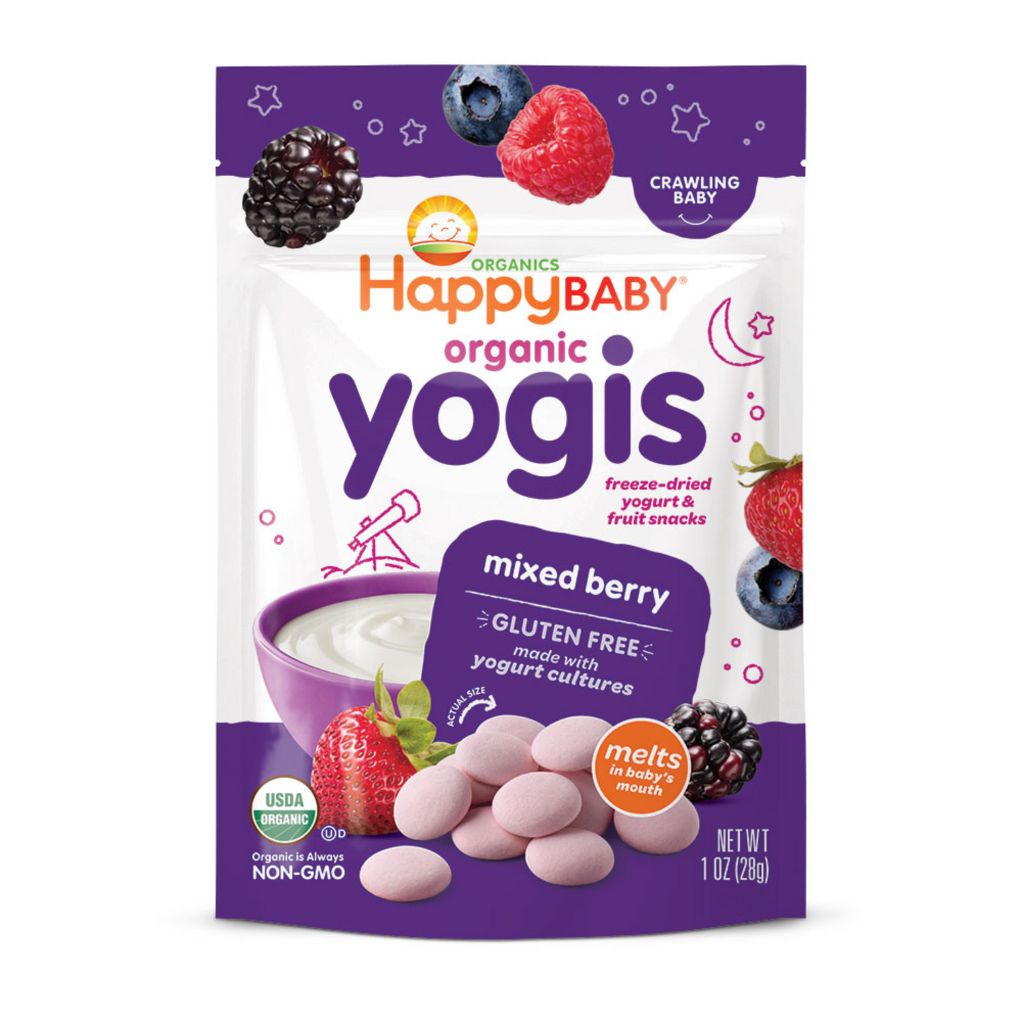 Happy Family Happy Baby Organic Yogis - Mixed Berry, 28 g.