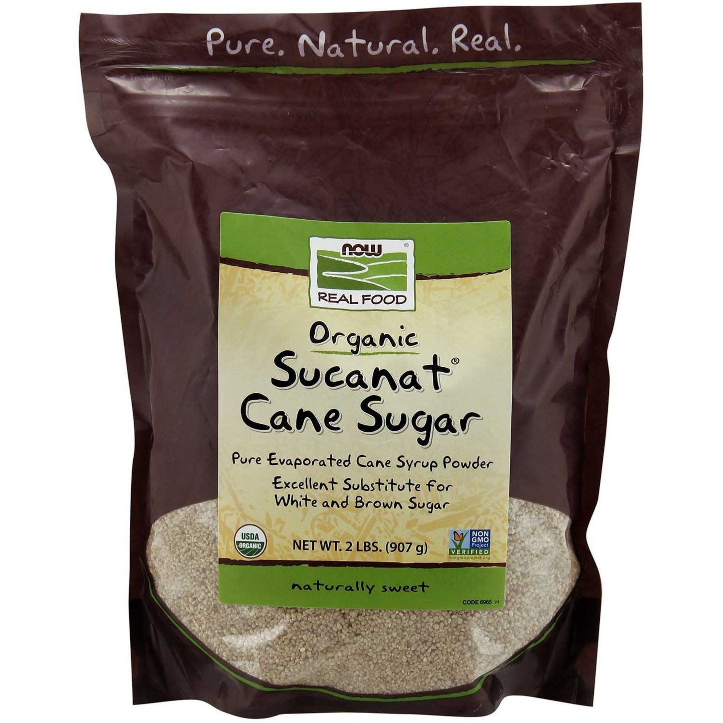 NOW Real Food Organic Sucanat Cane Sugar, 907 g.-NaturesWisdom