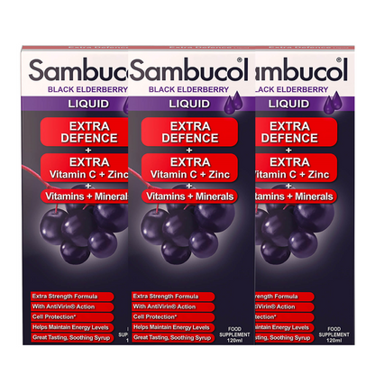 25% OFF [Bundle of 3] Sambucol Extra Defence (UK Version), 120ml. *Authorised Exclusive Distributor